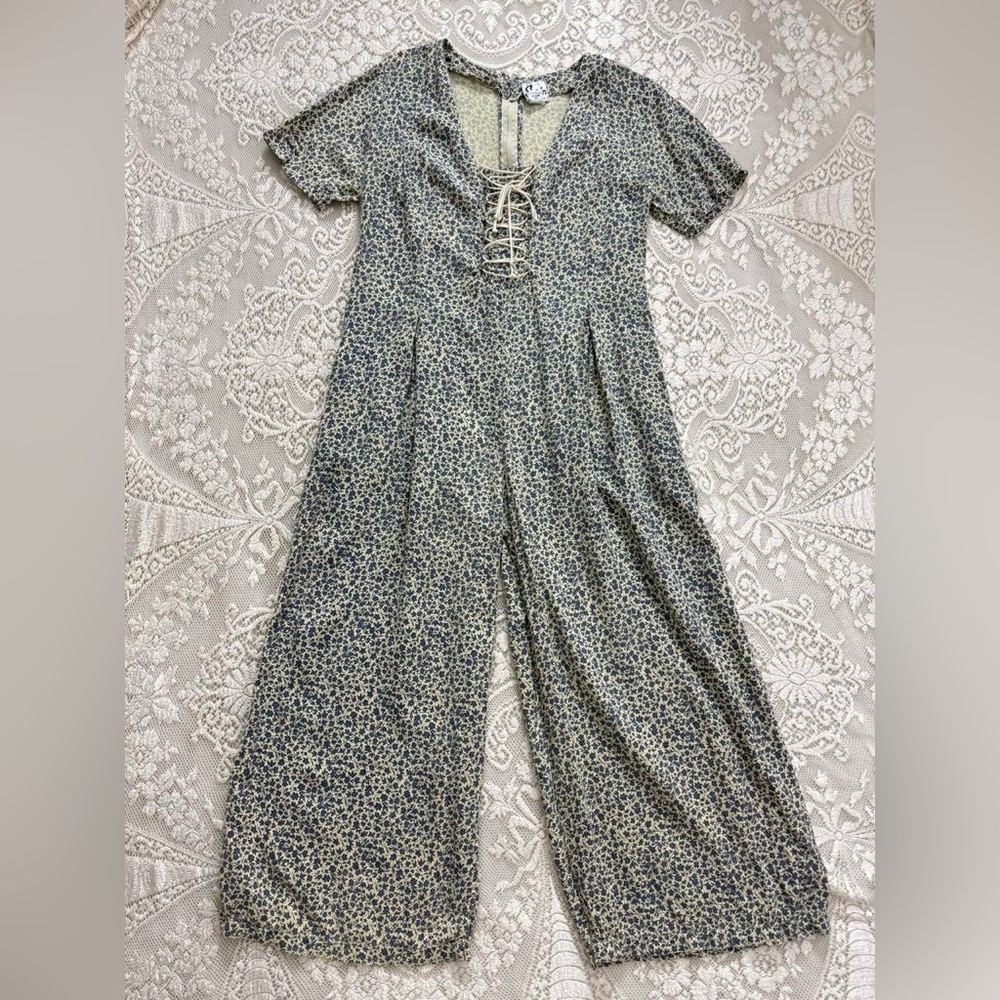 Vintage‎ 90’s dainty calico floral cottagecore prairie wide leg jumpsuit